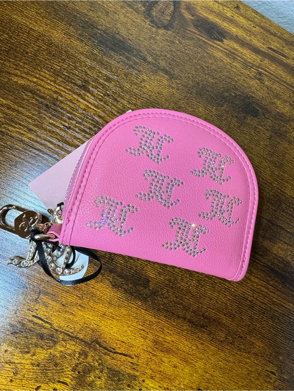 NWT Juicy Couture Take The Lead Pink Lemonade Half Moon Wallet Mirror